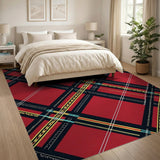 Bold Red Plaid Geometric Area Rug