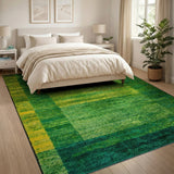 Vibrant Green Yellow Block Geometric Area Rug