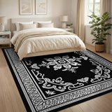 Traditional Persian Elegant Black White Persian Medallion Rug