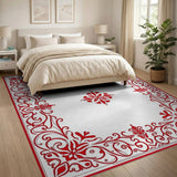 Ornate Traditional Persian Ornate Red Persian Border Area Rug