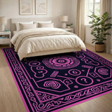 Neon Pink Geometric Puzzle Area Rug
