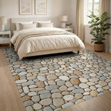 Beige Pebble Mosaic Area Rug
