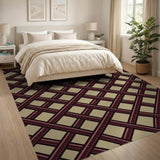 Maroon Lattice Crisscross Area Rug