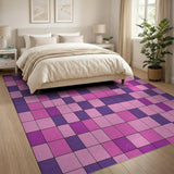 Pink Purple Geometric Mosaic Area Rug