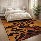 Burnt Orange Black Abstract Animal Area Rug