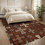 Southwestern Tribal Cross Area Rug Brown Tan