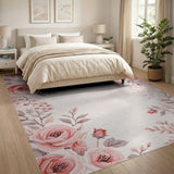 Peony Floral Vintage Blush Pink Peony Floral Area Rug