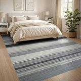 Black White Horizontal Striped Black and White Area Rug