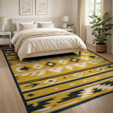 Yellow Bold Yellow Southwestern Geometric Area Rug
