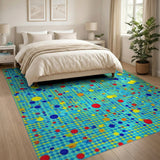 Vibrant Multi-Color Polka Dot Geometric Rug