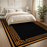 Orange Geometric Border Area Rug