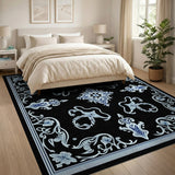 Elegant Blue Persian Area Rug with Ornate Florals