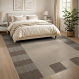 Beige Brown Woven Grid Area Rug