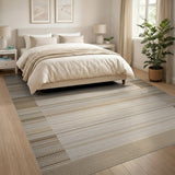 Modern Beige Neutral Striped Woven Area Rug