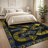 Yellow Grey Arrow Geometric Tribal Rug