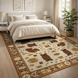 Brown and Tan Brown Bear Heritage Tribal Area Rug