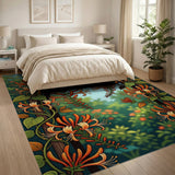 Orange Trumpet Vine Archway Floral Rug