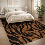 Tiger Stripe Area Rug in Bold Black Orange