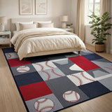 Baseball Patchwork Quilt Area Rug