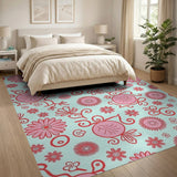 Whimsical Pink Daisy Sunflower Area Rug