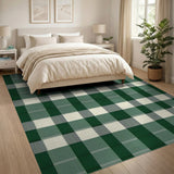 Green Green Gingham Check Plaid Area Rug