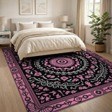 Ornate Pink Floral Persian Pink Area Rug