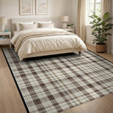 Rustic Farmhouse Tan Brown Plaid Rustic Farmhouse Area Rug