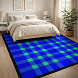 Navy Blue Green Gingham Checkered Area Rug