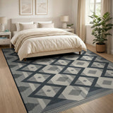 Grey Diamond Grey Geometric Diamond Area Rug