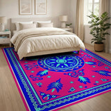 Vibrant Pink Teal Persian Medallion Rug