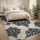 Elegant Black Mandala Persian Area Rug