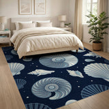 Navy Seashell Nautilus Coastal Area Rug