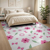 Pink Whimsical Pink Floral Scatter Area Rug