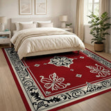 Red Ornate Red Persian Floral Medallion Rug