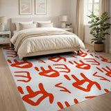Playful Red Handprint Area Rug