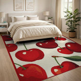 Fruit Pattern Red Vibrant Cherry Fruit Pattern Area Rug