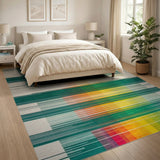 Geometric Modern Multi-color and Patterns Vibrant Multi-Color Geometric Stripe Area Rug