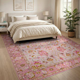 Elegant Pink Peony Persian Area Rug