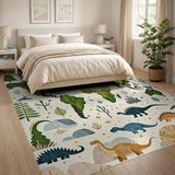 Dinosaur World Map Kids Area Rug
