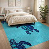 Sea Turtle Coastal Blue Area Rug
