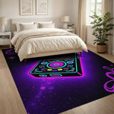Purple Neon Sporty MP3 Player Area Rug