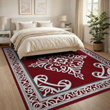Red Traditional Persian Elegant Red Persian Medallion Area Rug