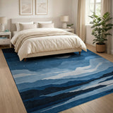 Midnight Moon Over Geometric Mountains Rug
