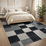 Geometric Modern Modern Black White Geometric Block Area Rug