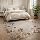 Beige Cascading Leaves Area Rug