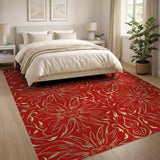 Elegant Red Gold Floral Vintage Area Rug