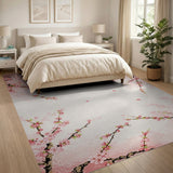 Pink Cherry Blossom Branch Area Rug