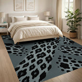 Grey Leopard Print Boho Area Rug