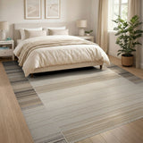 Beige Black Striped Woven Area Rug
