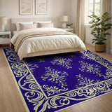 Navy Blue Ornate Persian Motif Area Rug